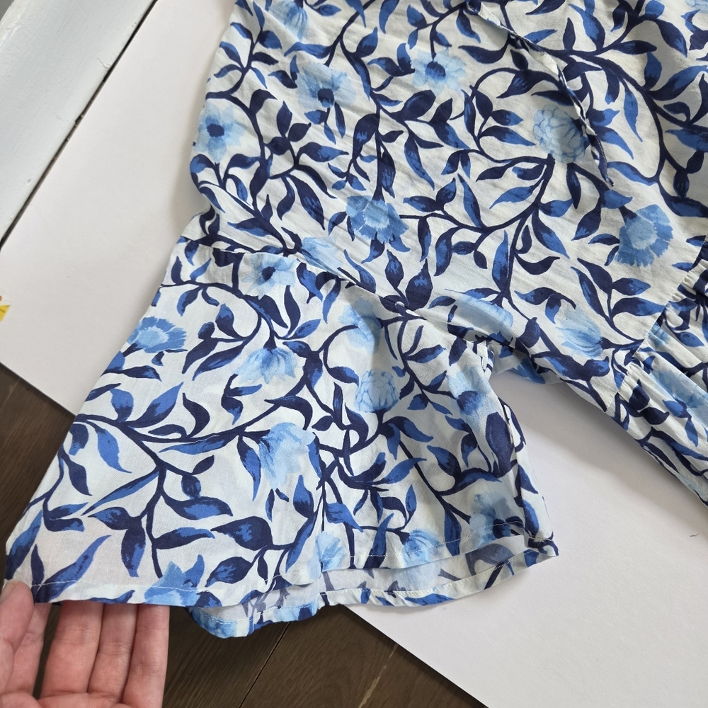 A Pea in the Pod blue floral flutter sleeve flowy cotton maternity dress sz S - Picture 2 of 8